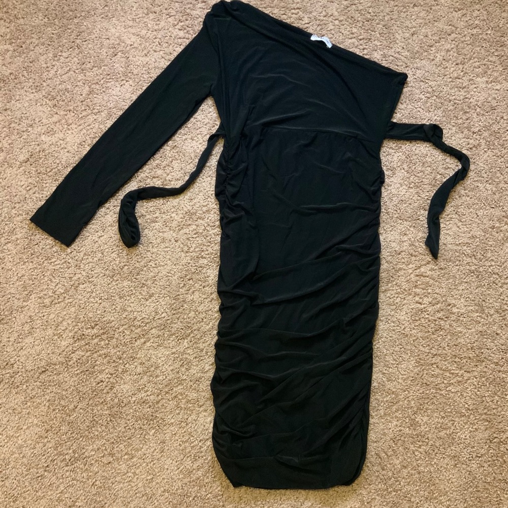 One Shoulder Ruched Midi Dress
